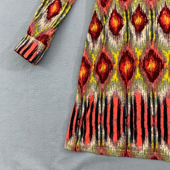 Uncle Frank Shirt Dress Womens Sz S Aztec Long Sleeve Patterned 1/4 Button Front - Picture 2 of 16